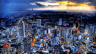 skyscraper illustration, cityscape, Kuala Lumpur, Malaysia HD wallpaper