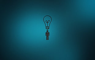 light bulb illustration, minimalism, light bulb, artwork, blue background HD wallpaper