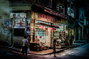 kanji text LED signage, road, Asian, Hong Kong