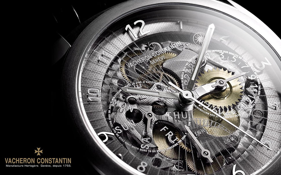 silver skeleton watch, Vacheron Constanin HD wallpaper