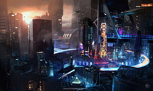 cityscape digital wallpaper