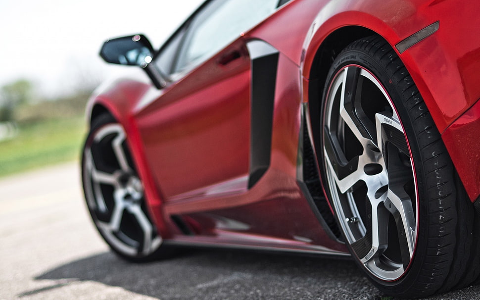 red sports coupe, Lamborghini, car HD wallpaper