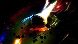 galaxy illustration, space, space art, digital art, planet