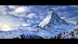 snow coated mountains, landscape, Matterhorn, mountains, nature HD wallpaper