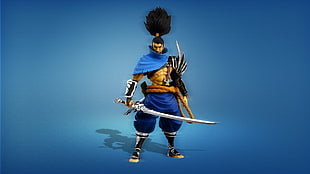 man holding sword illustration, Yasuo (League of Legends) HD wallpaper