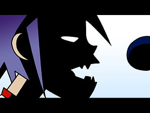 black and white star illustration, Gorillaz, 2-D, Jamie Hewlett