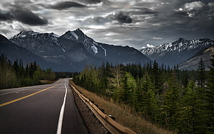gray road in front of highest mountain photo HD wallpaper