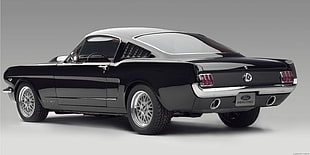 black Ford Mustang fastback HD wallpaper