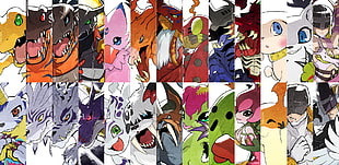 white, red, and green abstract painting, anime, Digimon, Digimon Tri HD wallpaper