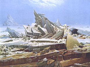 stone formation illustration, painting, landscape, Caspar David  Friedrich HD wallpaper