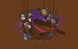 purple bird illustration, abstract, Jared Nickerson HD wallpaper