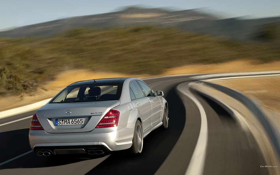 silver Mercedes-Benz sedan, car HD wallpaper