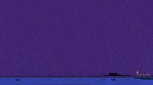 purple sky wallpaper, The Simpsons, night sky, stars