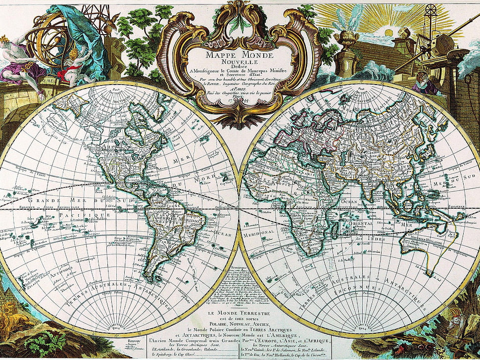 old world map illustration, map HD wallpaper