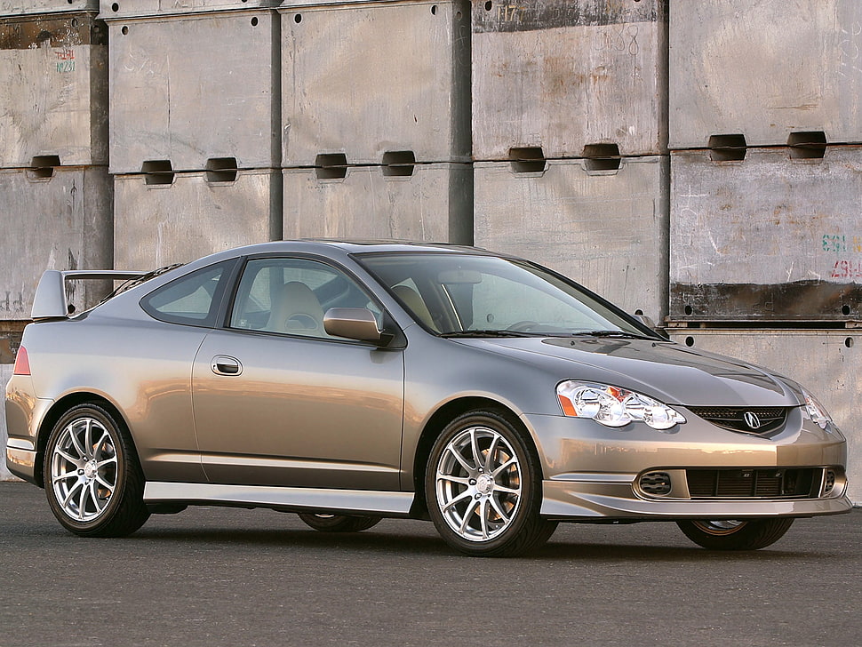 grey Acura coupe with spoiler HD wallpaper