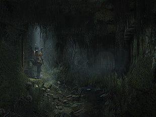 person standing inside tunnel illustration, Metro: Last Light, video games HD wallpaper