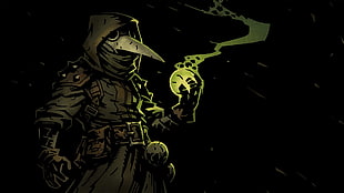 human with bird face wearing hoodie digital wallpaper, Darkest Dungeon, Plague, video games, plague doctors HD wallpaper