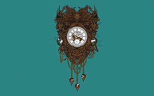 brown pendulum clock HD wallpaper