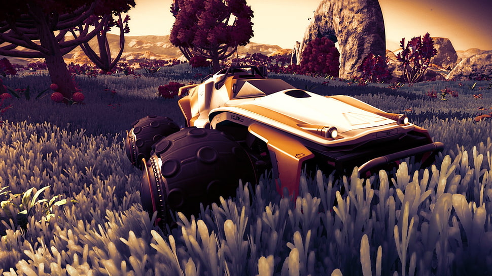 orange concept vehicle wallpaper, video games, No Man's Sky HD wallpaper