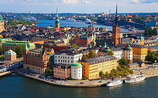 brown and white concrete building, Stockholm, Sweden, cityscape