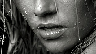 water dews on woman's face