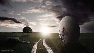 pathway and cloudy sky horizon, fantasy art