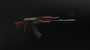 brown and black AK-47 assault rifle, 3D, AK-47 HD wallpaper