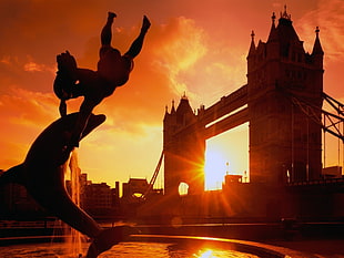 Tower Bridge, London, sunset, sunlight, Sun, landscape