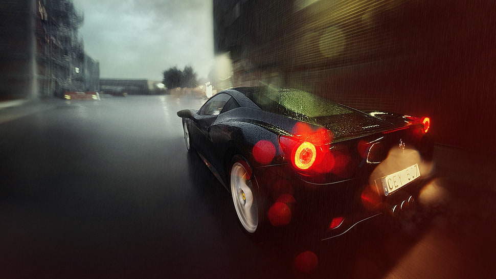 red sports car during daytime HD wallpaper