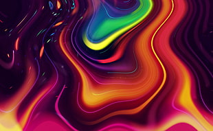 red, green and purple 3-D wallpaper