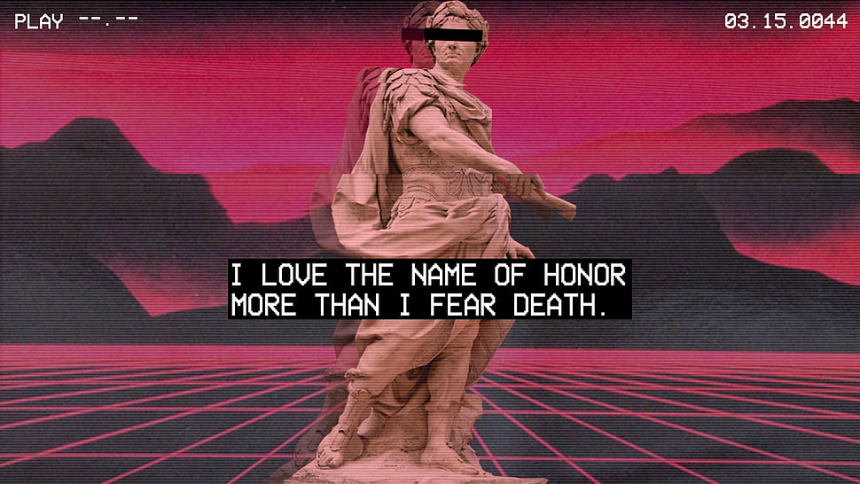 gray statue with text overlay screenshot, vaporwave, statue, Roman, Greek HD wallpaper