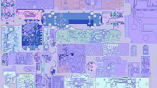 blue, purple, and grey abstract painting, PCB, technology, electronics, pastel HD wallpaper