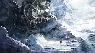 snow cover mountain painting, video games, I Am Setsuna, snow, fantasy art HD wallpaper