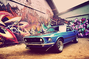 blue muscle car, car, Ford Mustang HD wallpaper