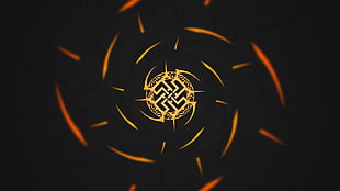 round yellow and black logo digital wallpaper, abstract, tribal , minimalism, logo