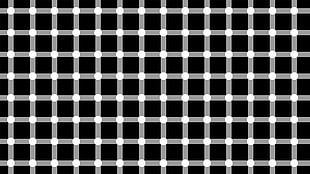 black and white optical illusion, minimalism, square, lines, dots HD wallpaper