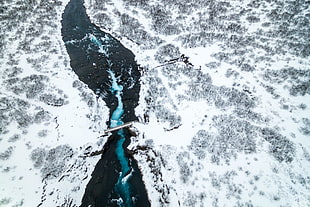 body of water, nature, landscape, snow, river