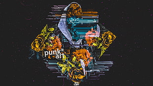 Punk Art graphic wallpaper, rose, glitch art, digital art, melankolia