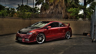 8th gen. red and black Honda Civic coupe, car HD wallpaper
