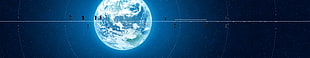 blue planet artwork, Earth, space, atmosphere, infographics HD wallpaper