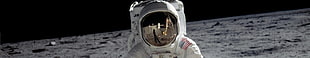 white astronaut suit, space, NASA, Earth, Moon HD wallpaper