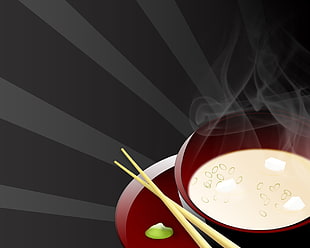 chopsticks and bowl illustration HD wallpaper