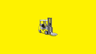 yellow and gay forklift illustration, minimalism, drawing, digital art, humor