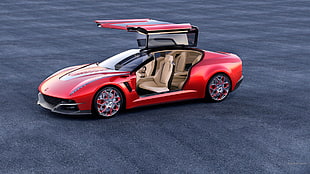 red sports car, Italdesign Guiguiaro Bricido, red cars, vehicle, car