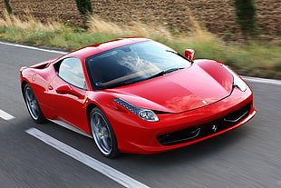 red Ferrari 458 Italia sports coupe, car, red cars, Ferrari, vehicle