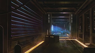 gray metal wall, Blade Runner, server, digital art HD wallpaper