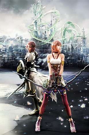 game application screenshot, Claire Farron, Serah Farron, Final Fantasy XIII, video games HD wallpaper