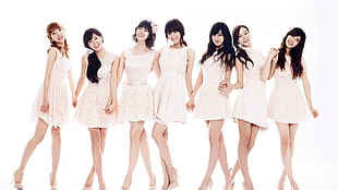 group of women wearing white tank dresses HD wallpaper