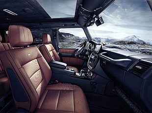 empty car with mountain in background