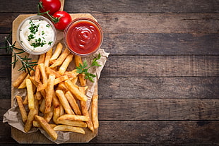 potato fries, Fries, tomatoes, food HD wallpaper